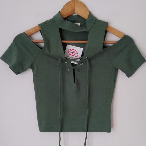 Heart & Hips Tops - Heart & Hips Strappy Open Shoulder Shirt